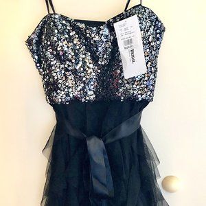 "Blondie Nites" Juniors Sleeveless Black w/Sequin Top Bodice Dress size 17 - NWT